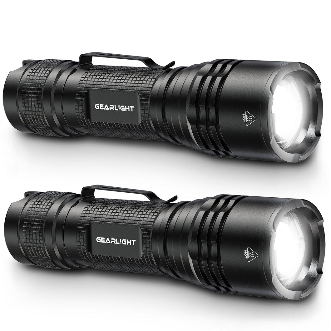 GearLight TAC LED Tactical Flashlight [2 PACK]