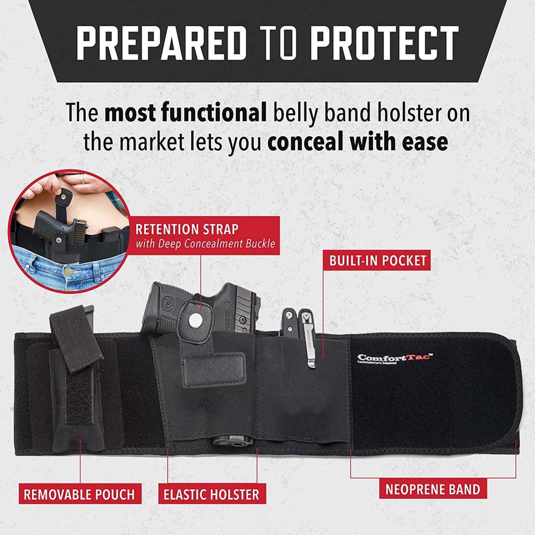 Ghost Concealment Belly Band Holster for Concealed Carry, Fits up to a 54  Belly, IWB Gun Holsters, Men and Women